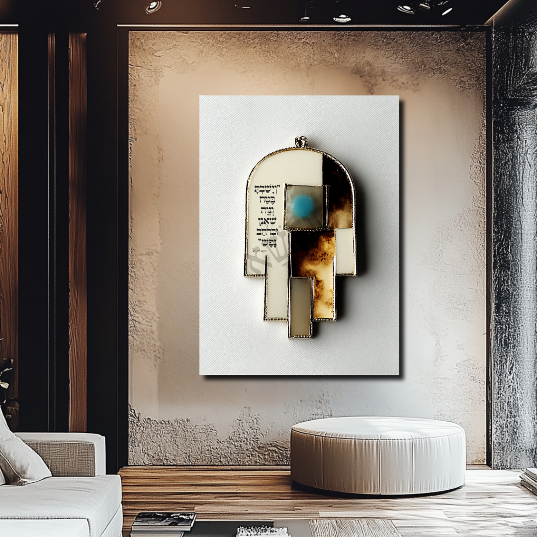 יצירת אמנות דקודשא על הקיר עם נוכחות אלגנטית ומשמעות שקטה