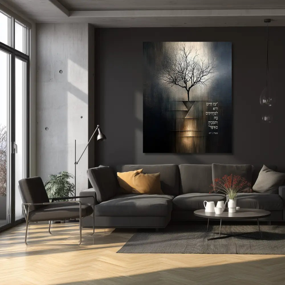 עֵץ חַיִּים - תמונת קיר דקודשא בעיצוב שקט ומאוזן לחלל בית או משרד
