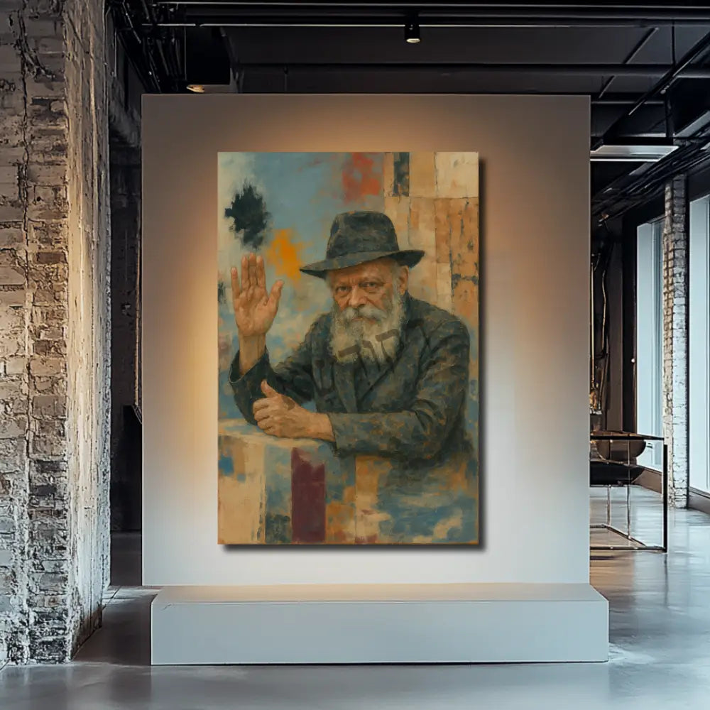 הָרֶבִּי - תמונת קיר של הרבי בעיצוב נקי ומאוזן לחלל מעוצב