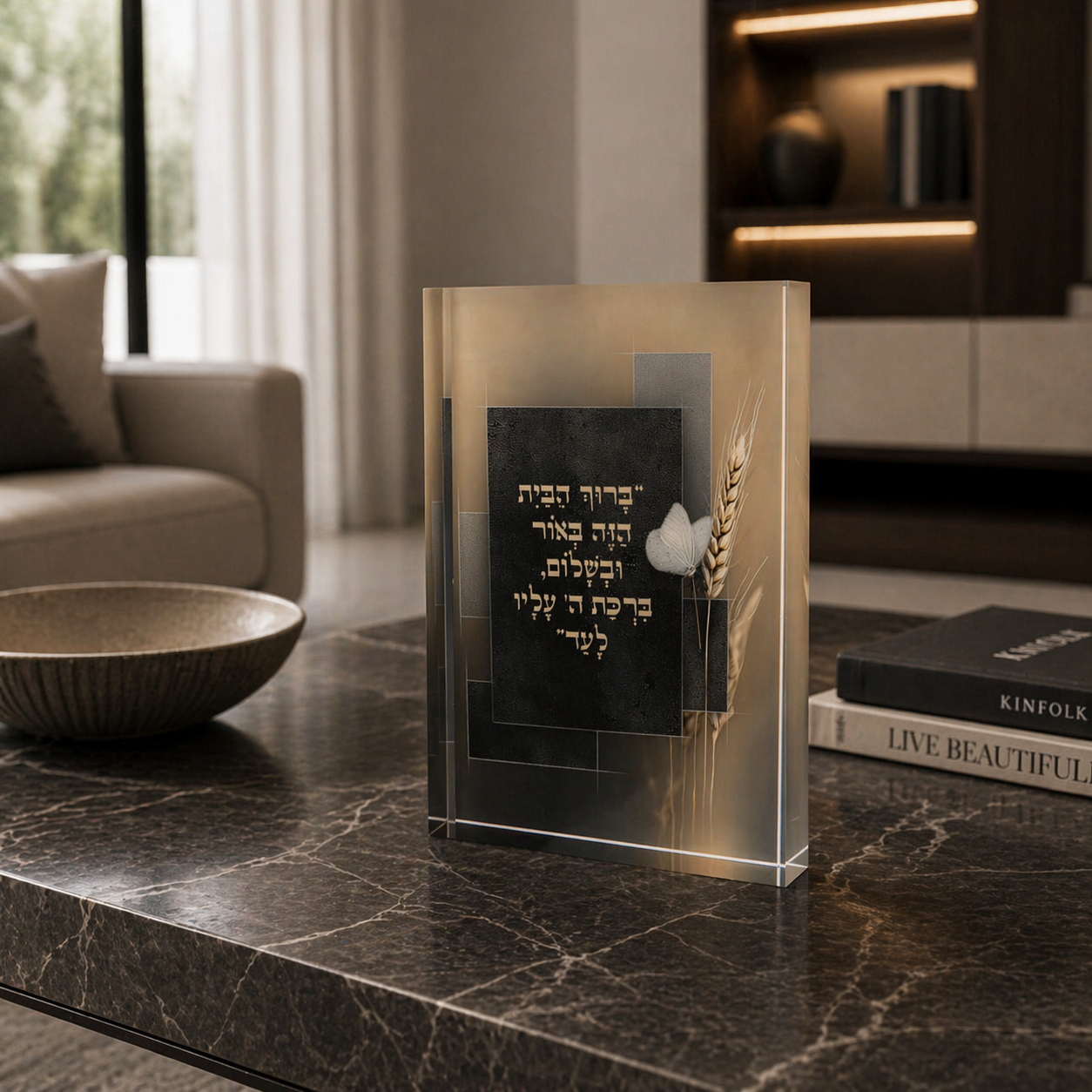 בִּרְכַּת הַבַּיִת – בלוק אקרילי בעיצוב דְּקוּדְשָׁא
