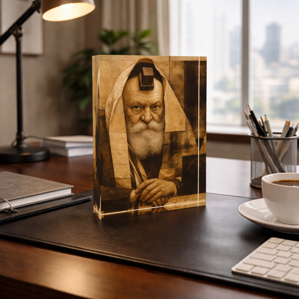 lubavitcher rebbe acrylic block for office desk decor