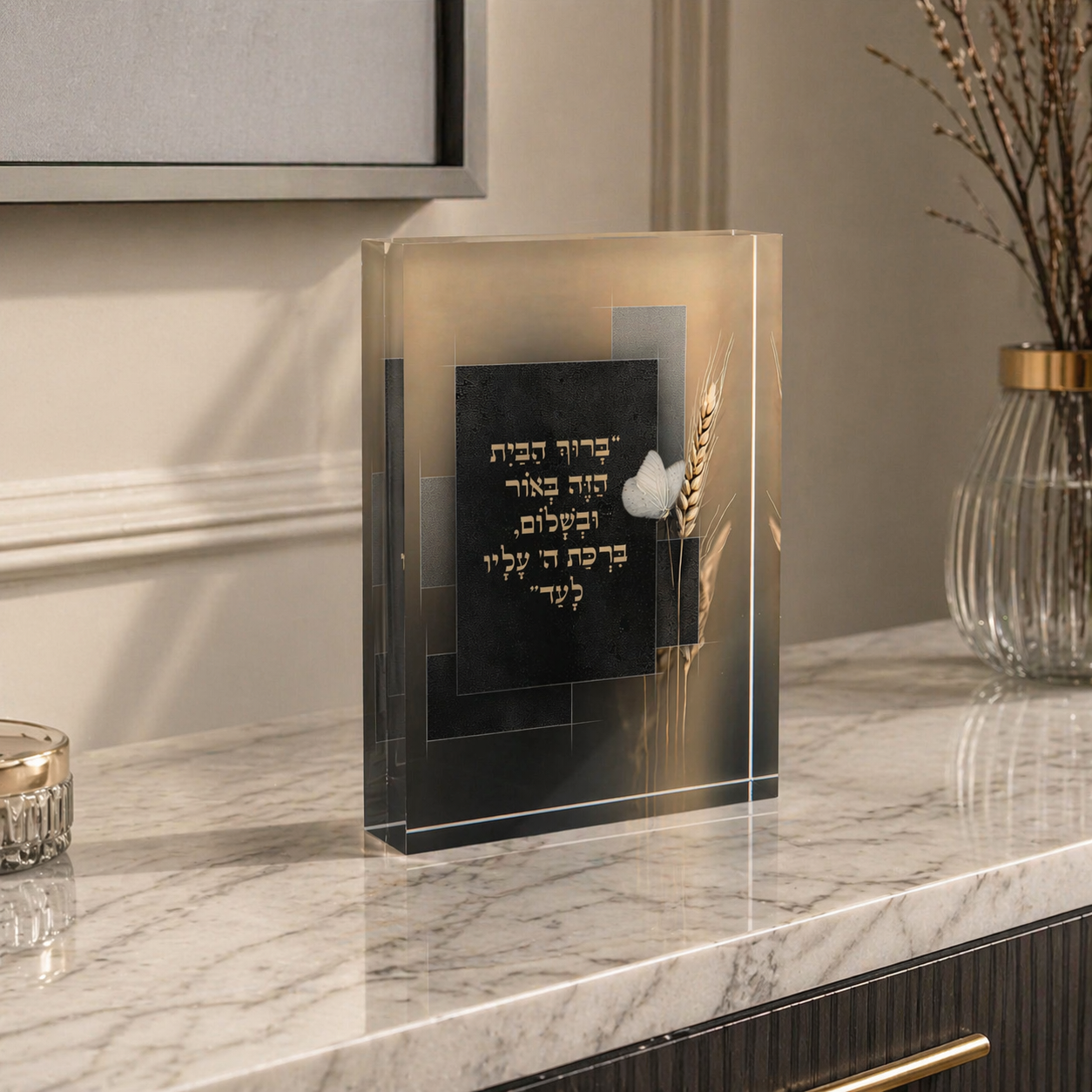 dekudsha acrylic block house blessing spiritual design for home or office decor
