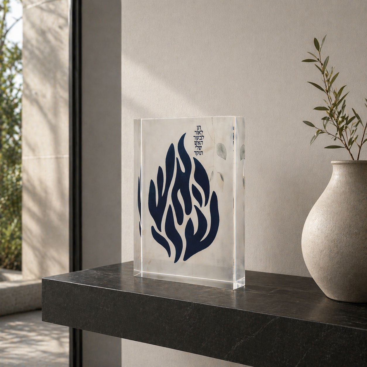 dekudsha acrylic block inner fire inspired design for home or office decor
