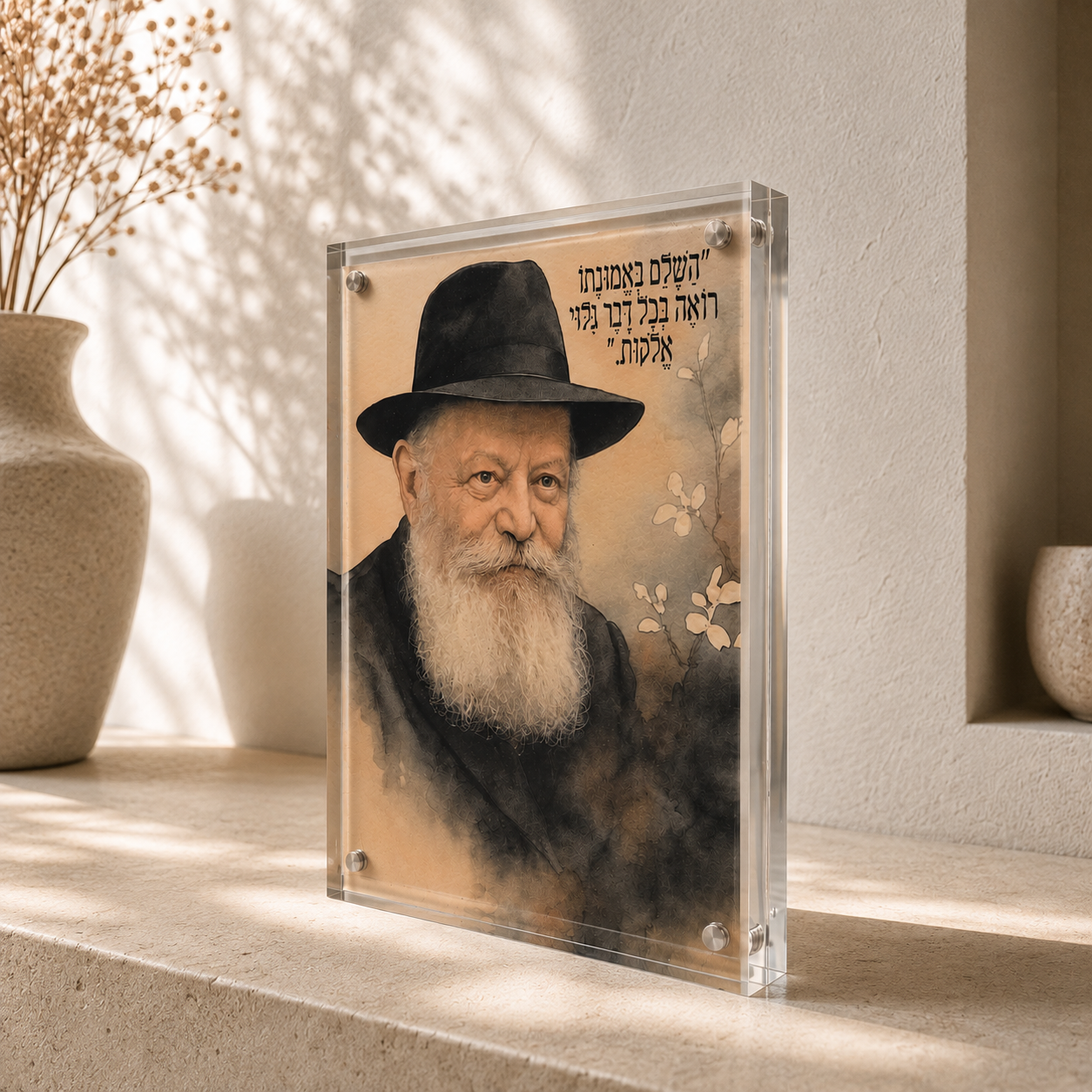 קריסטל בלוק הרבי מליובאוויטש עם יצירת Fine Art – דקודשא