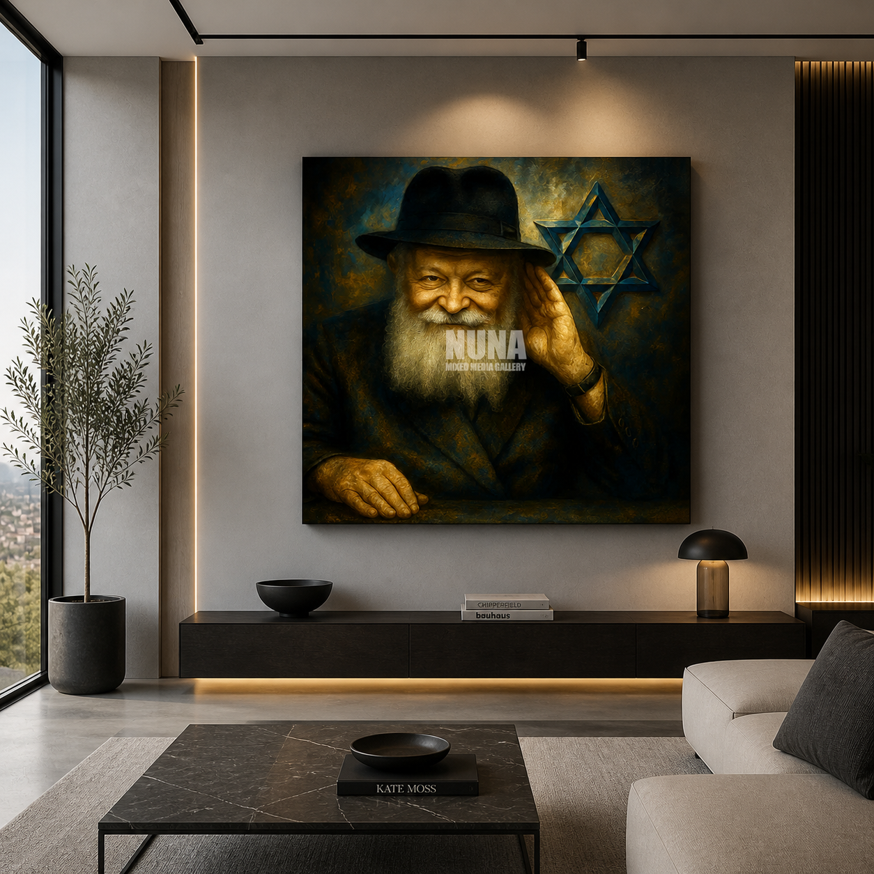 dekudsha lubavitcher rebbe portrait wall decor for home or office on canvas or glass
