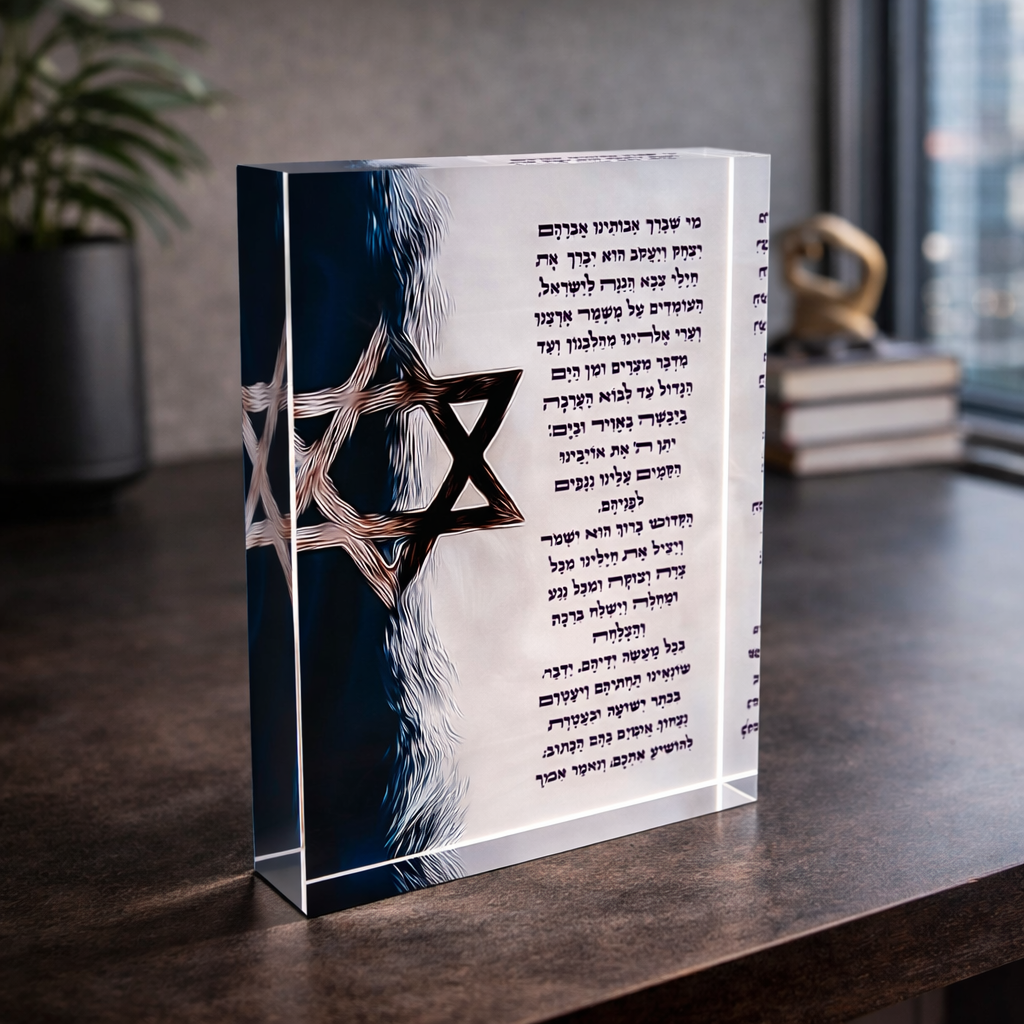 dekudsha acrylic block mi sheberach blessing inspired design for home or office decor
