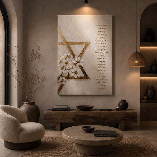 Mizmor Letoda wall art on canvas or glass with Hebrew blessing for home and office decor