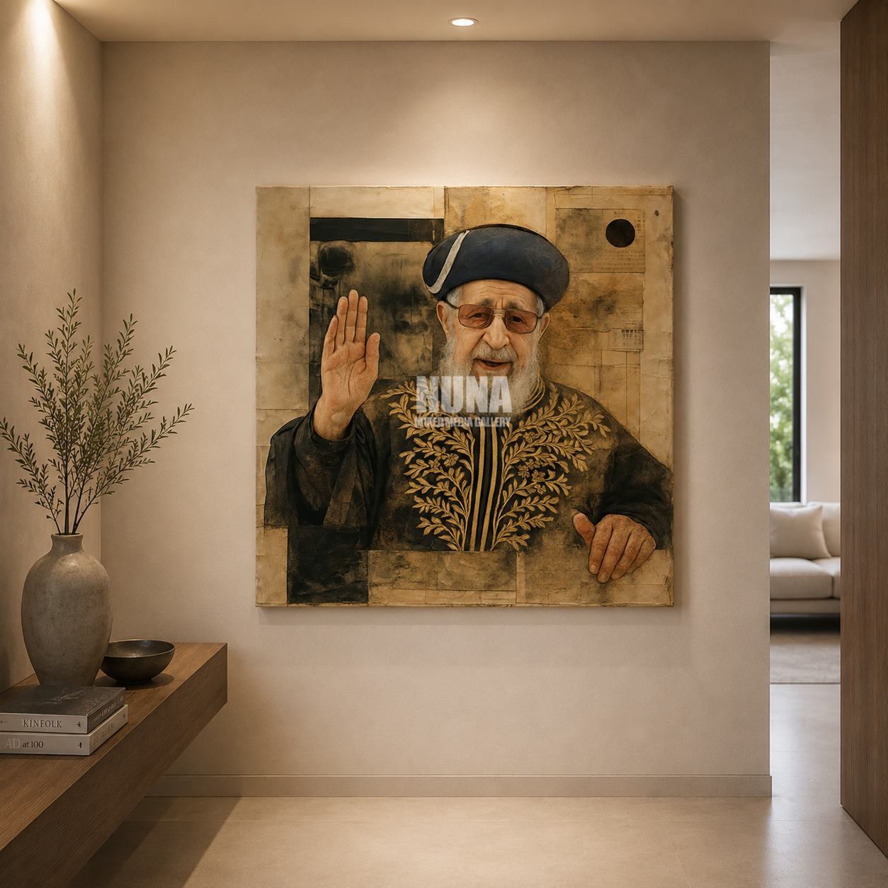 dekudsha rabbi ovadia yosef portrait wall art for home or office decor on canvas or glass
