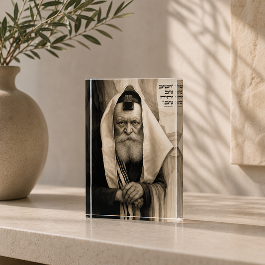 בלוק אקרילי יוקרתי עם יצירה מקורית ופסוק מעורר השראה למתנה מיוחדת.