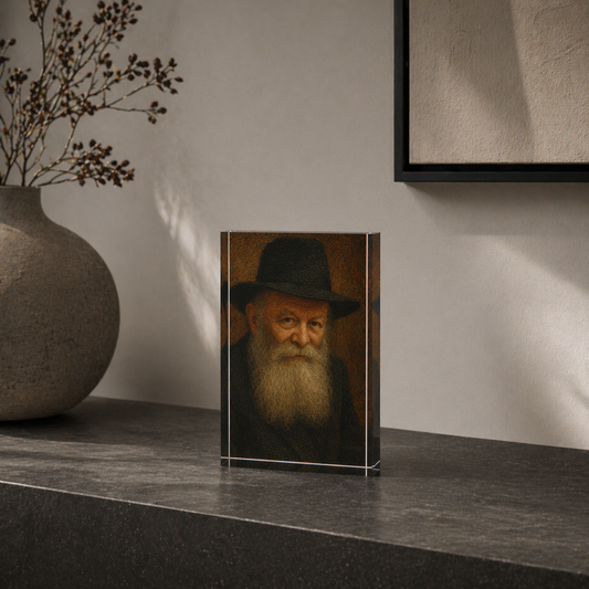 chabad rebbe acrylic block with deep presence for office or home