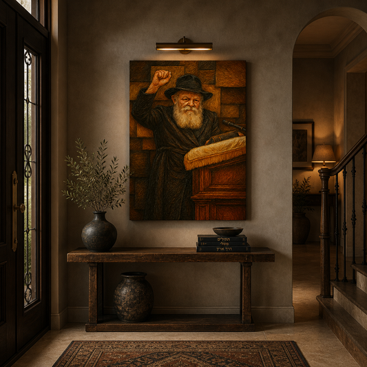 Dekudsha Lubavitcher Rebbe wall art – presence driven spiritual artwork with depth, texture and meaning