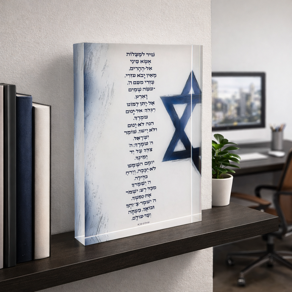 Shir Lamaalot acrylic block by Dekudsha – meaningful decorative art for home or office