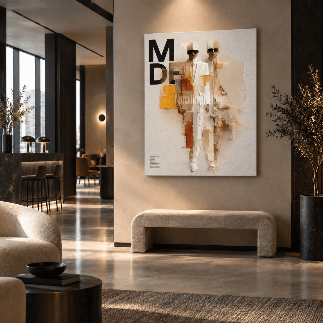 DUAL MODE אמנות אופנה עכשווית בסגנון Editorial מוצגת בחלל מודרני