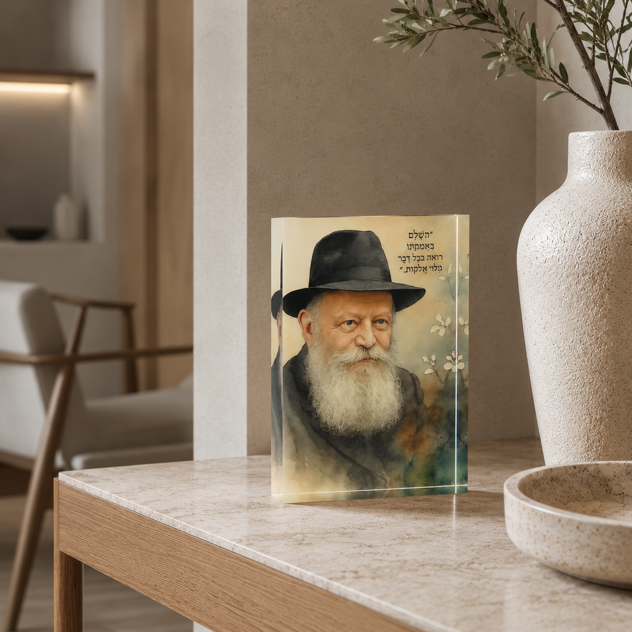 בלוק אקרילי דְּקוּדְשָׁא המשלב אמנות מקורית עם משמעות וברכה מיוחדת.