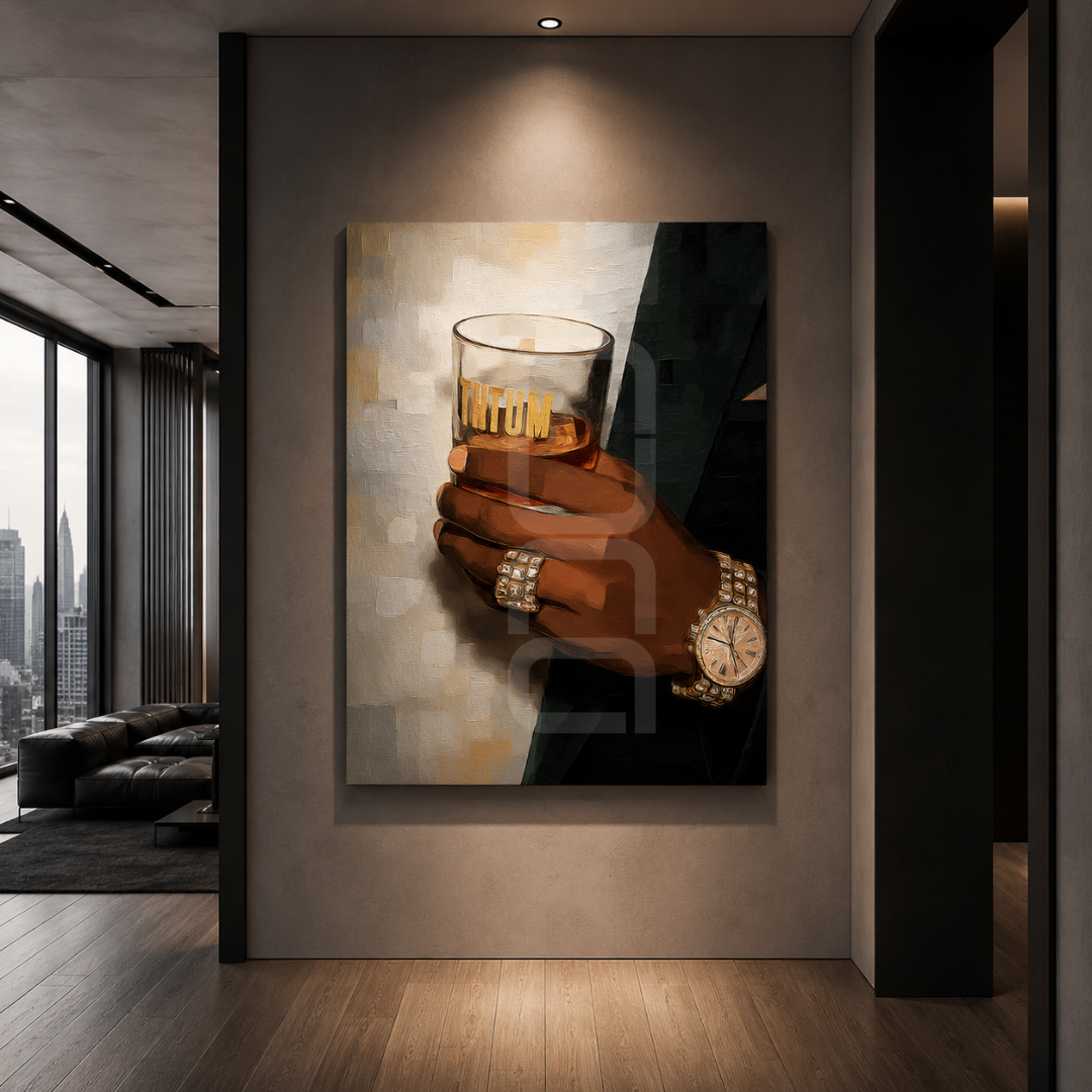 Modern art print on canvas for interior styling and workspace design
