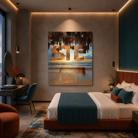 Bold contemporary wall decor by Nuna Gallery, professionally printed on premium canvas and glass for interior design spaces