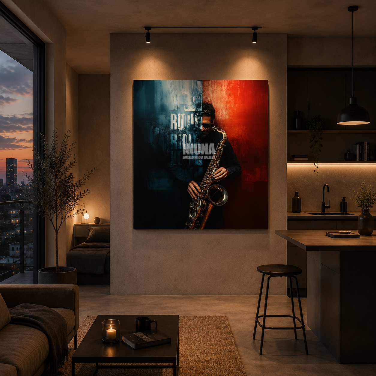 artistic musician portrait canvas print for home and studio