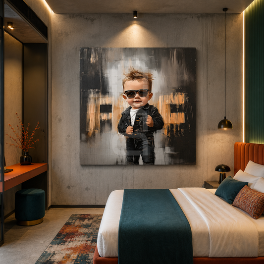 Contemporary statement artwork printed on canvas and glass, designed by Nuna Gallery for stylish living spaces and business environments