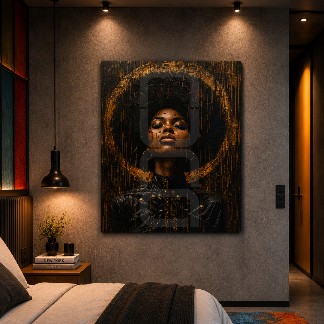 Contemporary statement artwork printed on canvas and glass, designed by Nuna Gallery for stylish living spaces and business environments