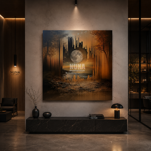 Luxury canvas and tempered glass art print designed to transform living spaces, offices, lobbies, and reception areas