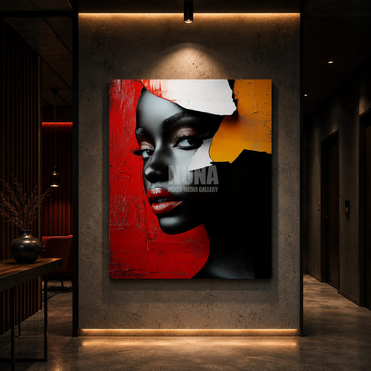 Luxury canvas and tempered glass art print designed to transform living spaces, offices, lobbies, and reception areas