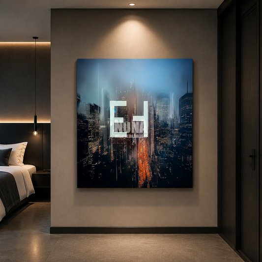 Contemporary statement artwork printed on canvas and glass, designed by Nuna Gallery for stylish living spaces and business environments