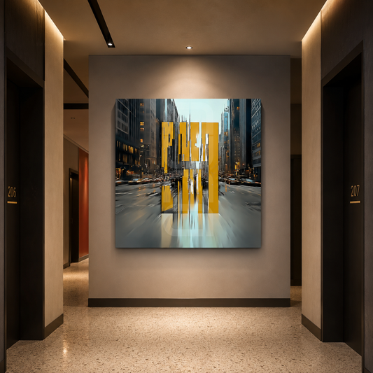 Contemporary statement artwork printed on canvas and glass, designed by Nuna Gallery for stylish living spaces and business environments