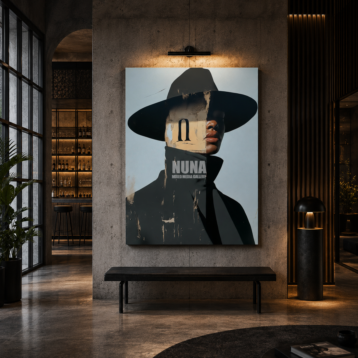 Unique mixed media inspired artwork by Nuna Gallery bringing character, creativity, and style to modern interiors