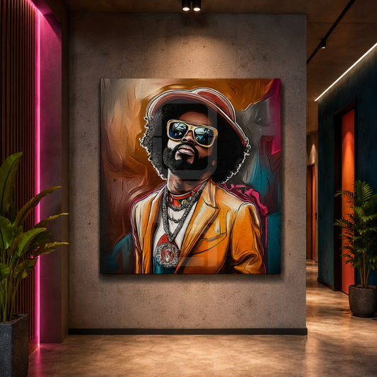 Contemporary statement artwork printed on canvas and glass, designed by Nuna Gallery for stylish living spaces and business environments
