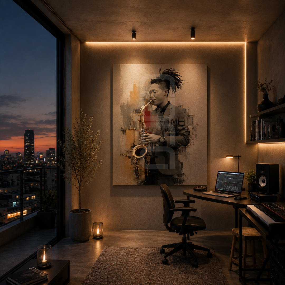 music inspired wall decor on glass print for luxury spaces