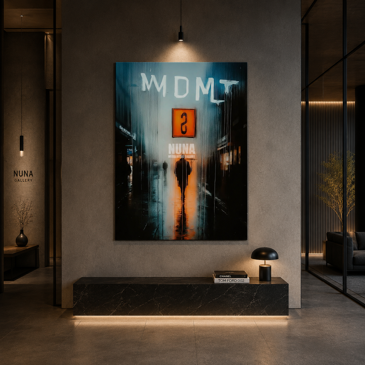Gallery-quality canvas and glass artwork by Nuna Gallery created for sophisticated interiors and professional environments