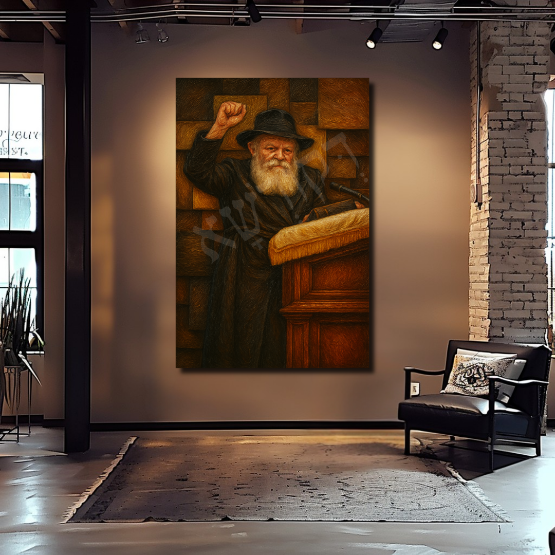 Dekudsha Lubavitcher Rebbe wall art – presence driven spiritual artwork with depth, texture and meaning